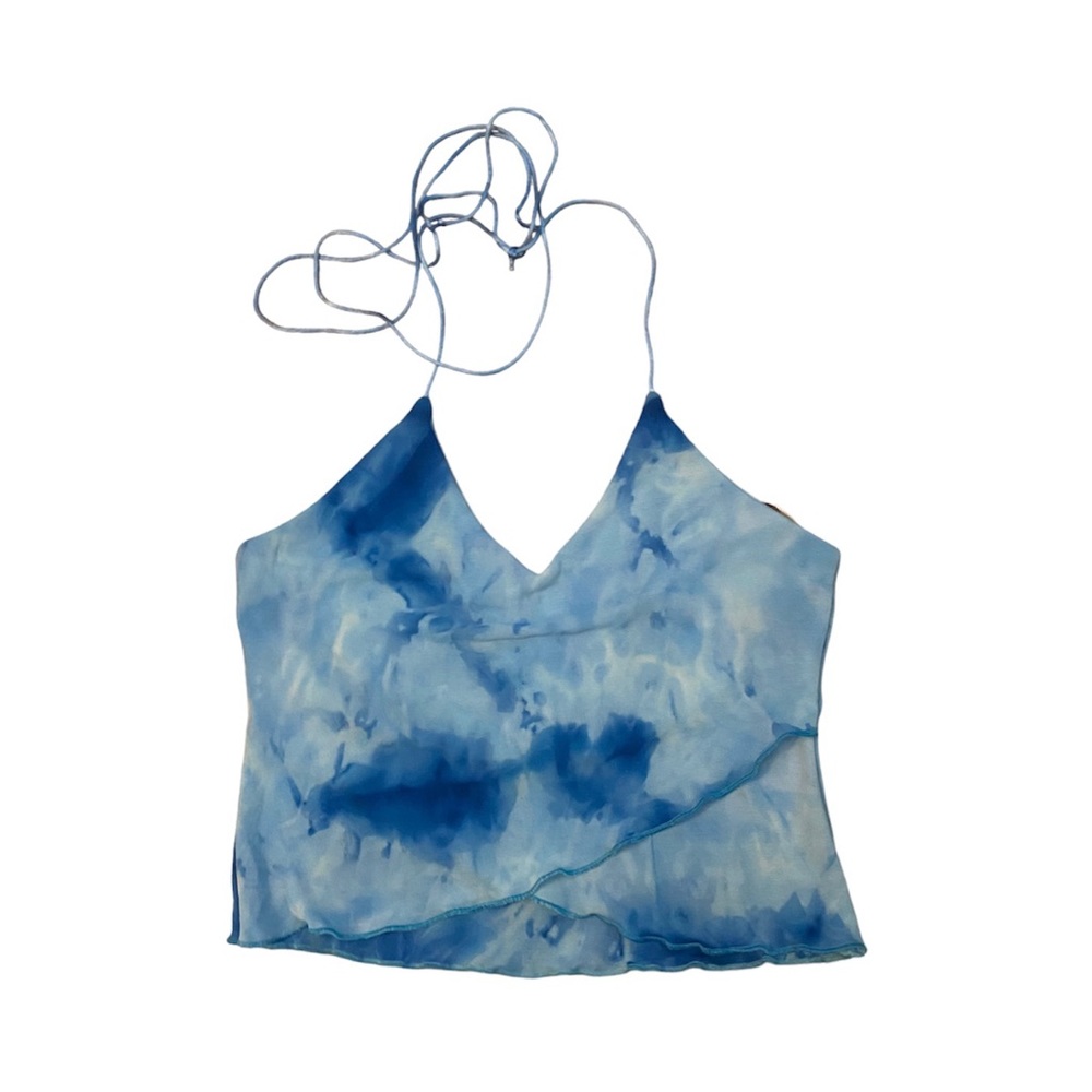 Vintage open back halter crop top